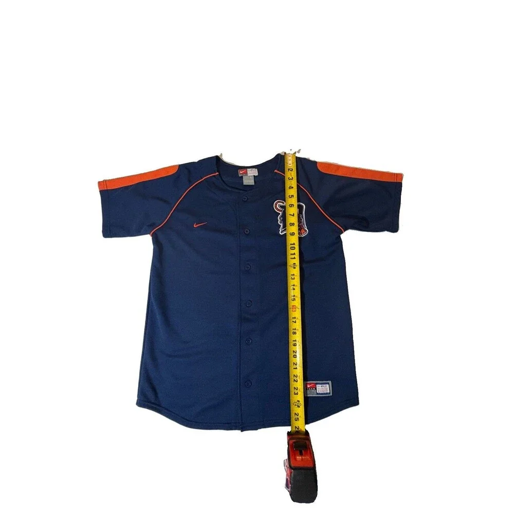Nike Detroit Tigers Youth Large Baseball Jersey Navy Orange MLB NWOT Sewn Logo